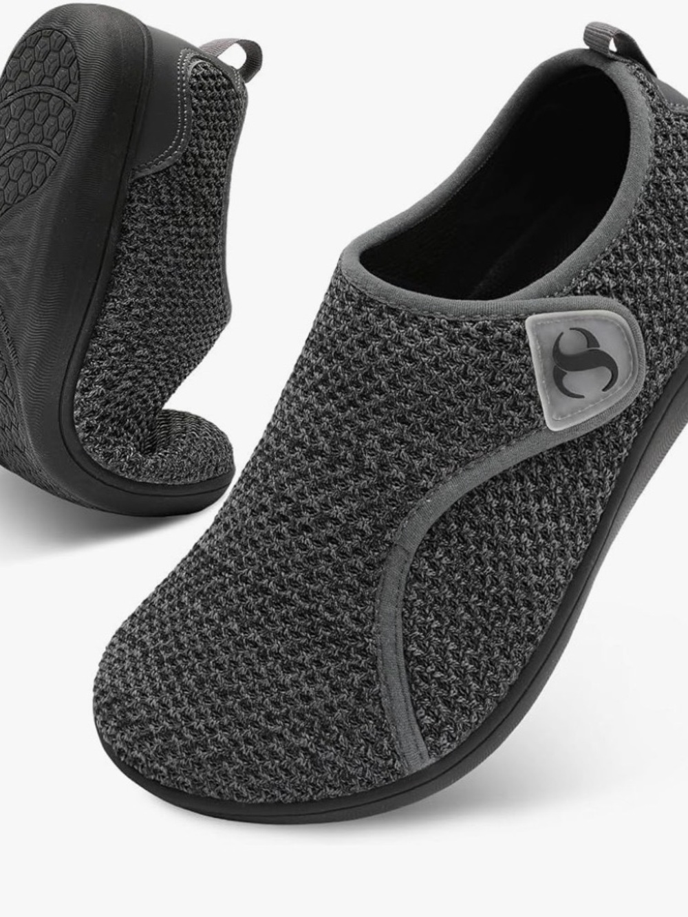 Women's Dark Gray Knit Slip-On Comfort Slippers